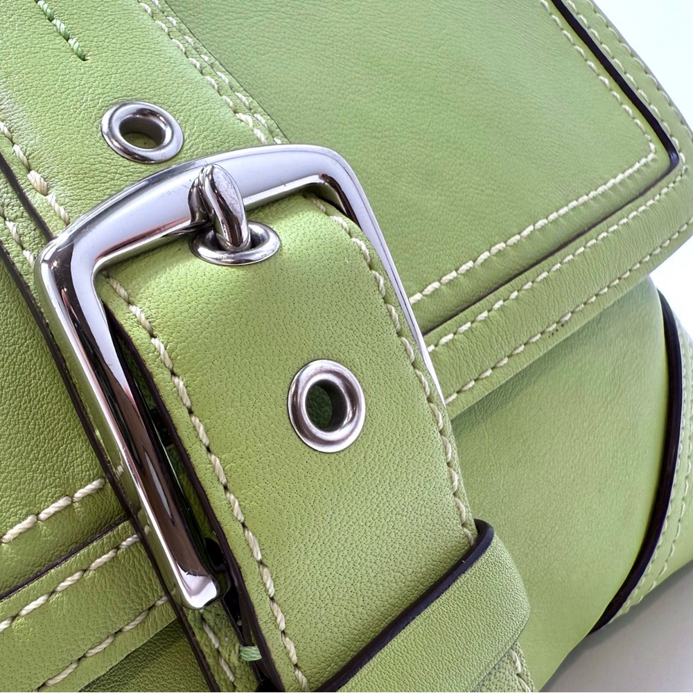 Vintage Coach Buckle Flap Shoulder Bag Soho Pistachio Green Leather F1196 - Picture 9 of 14